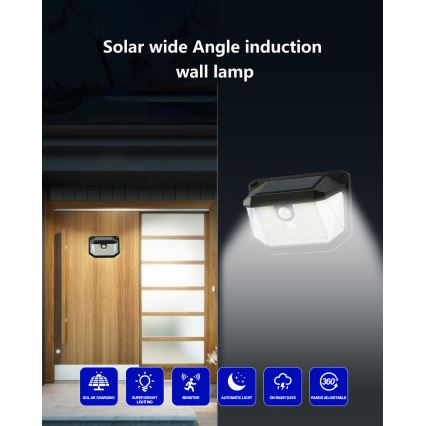 Brilagi - LED sieninis šviestuvas su jutikliu, įkraunamas saulės energija WALLIE LED/4W/5,5V 1200mAh 6500K IP65
