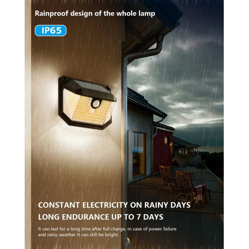 Brilagi - LED sieninis šviestuvas su jutikliu, įkraunamas saulės energija WALLIE LED/4W/5,5V 1200 mAh 3000K IP65