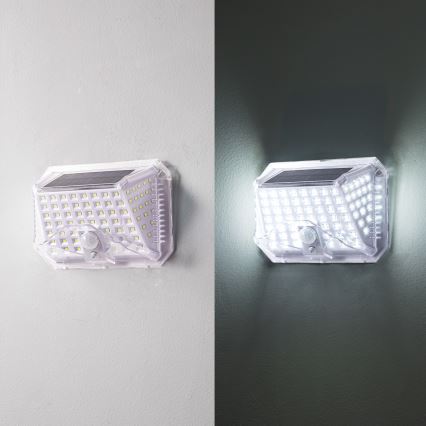 Brilagi - LED sieninis šviestuvas su jutikliu, įkraunamas saulės energija WALLIE LED/4W/5,5V 1200 mAh 6500K IP64 sidabras
