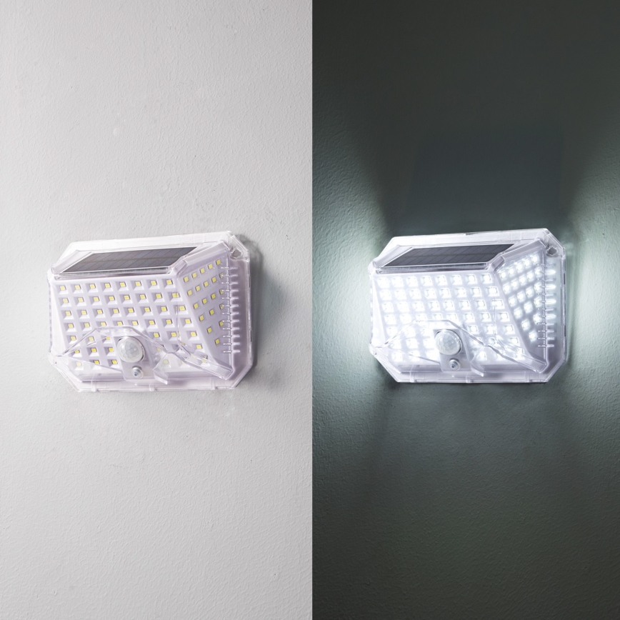 Brilagi - LED sieninis šviestuvas su jutikliu, įkraunamas saulės energija WALLIE LED/4W/5,5V 1200 mAh 6500K IP64 sidabras