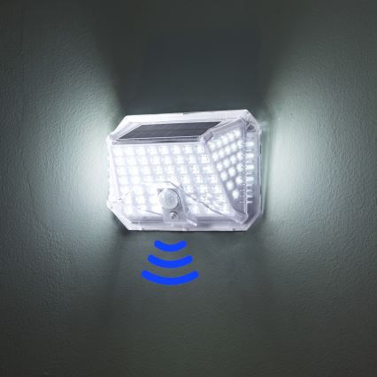 Brilagi - LED sieninis šviestuvas su jutikliu, įkraunamas saulės energija WALLIE LED/4W/5,5V 1200 mAh 6500K IP64 sidabras