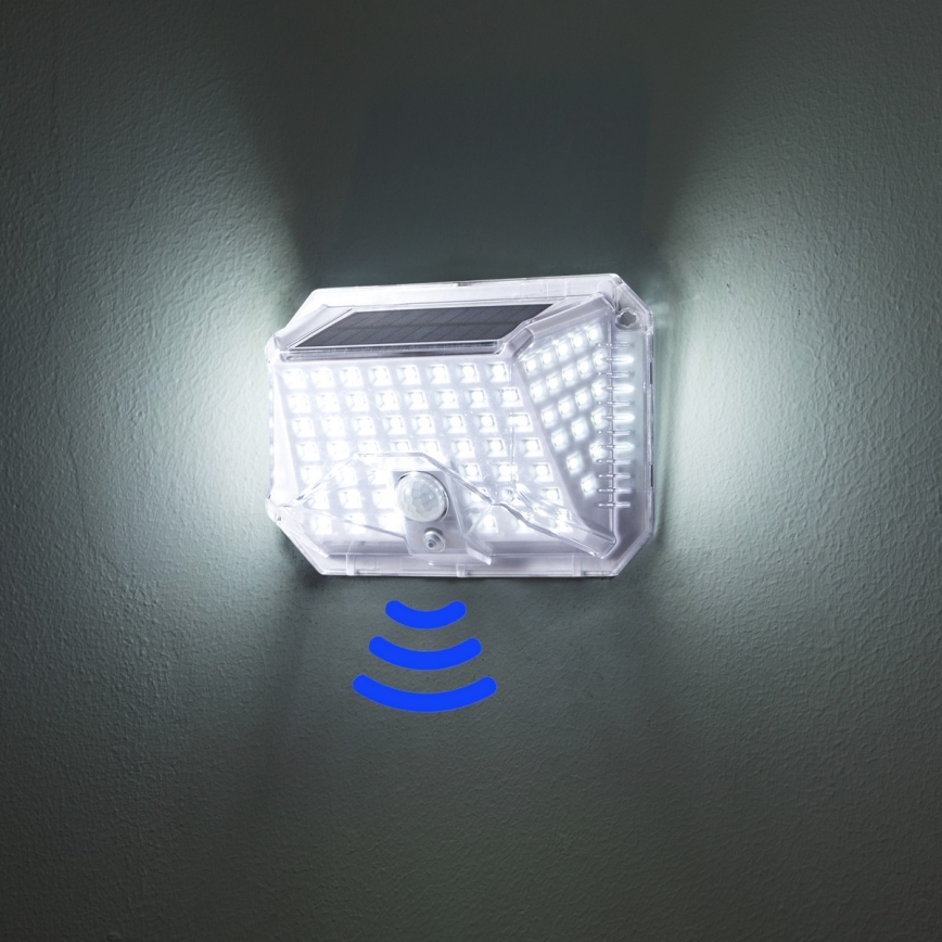 Brilagi - LED sieninis šviestuvas su jutikliu, įkraunamas saulės energija WALLIE LED/4W/5,5V 1200 mAh 6500K IP64 sidabras