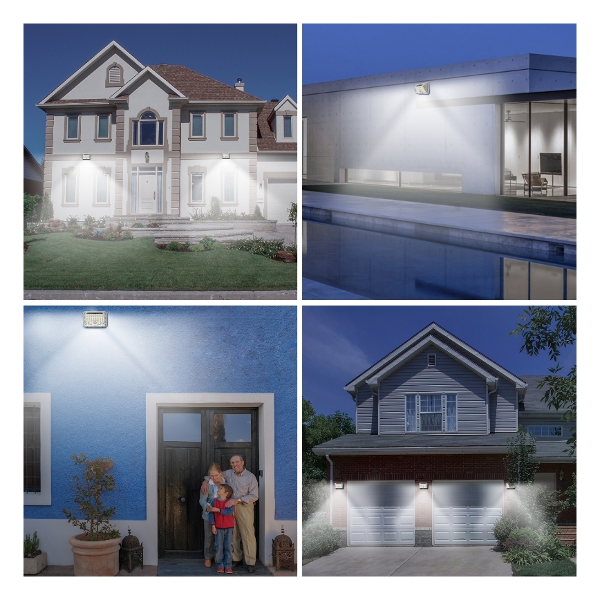 Brilagi - LED sieninis šviestuvas su jutikliu, įkraunamas saulės energija WALLIE LED/4W/5,5V 1200 mAh 6500K IP64 sidabras