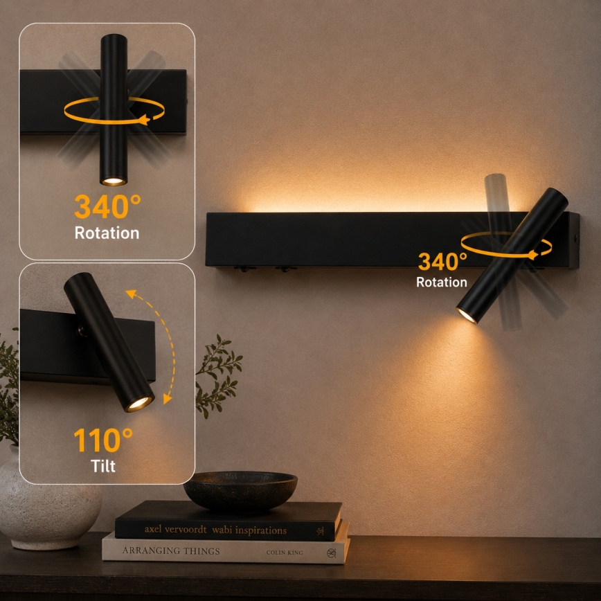 BRILAGI - LED sieninis taškinis šviestuvas ARLIX LED/3W/230V + LED/7W juodas CRI 90