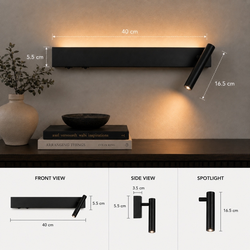 BRILAGI - LED sieninis taškinis šviestuvas ARLIX LED/3W/230V + LED/7W juodas CRI 90
