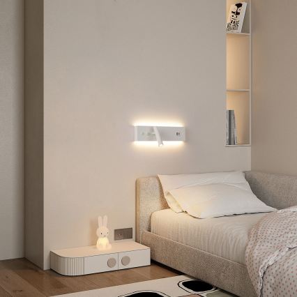 Brilagi - LED sieninis taškinis šviestuvas su USB jungtimi NOCTIS LED/3W/230V + LED/9W baltas