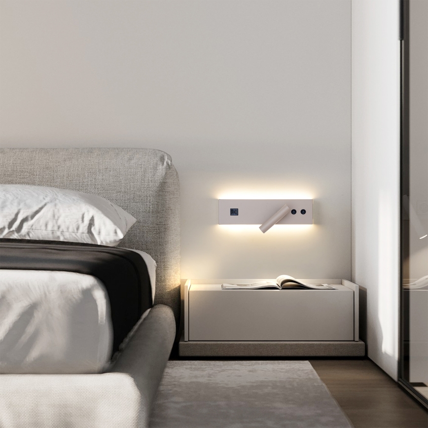 Brilagi - LED sieninis taškinis šviestuvas su USB prievadu NOCTIS LED/3W/230V + LED/9W smėlio spalvos