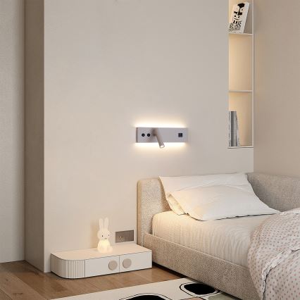 Brilagi - LED sieninis taškinis šviestuvas su USB prievadu NOCTIS LED/3W/230V + LED/9W smėlio spalvos