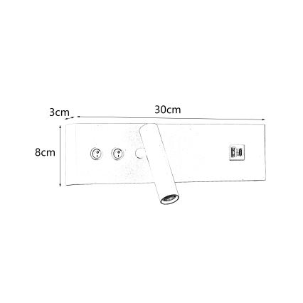 Brilagi - LED sieninis taškinis šviestuvas su USB prievadu NOCTIS LED/3W/230V + LED/9W smėlio spalvos