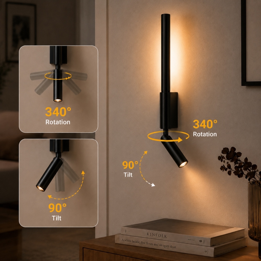 BRILAGI - LED sieninis taškinis šviestuvas VIXON LED/3W/230V + LED/5W juodas CRI 90