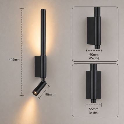 BRILAGI - LED sieninis taškinis šviestuvas VIXON LED/3W/230V + LED/5W juodas CRI 90
