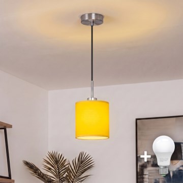 Brilagi - LED sietynas ant laido NUBILA 1xE27/60W/230V Ø14 cm juoda/geltona