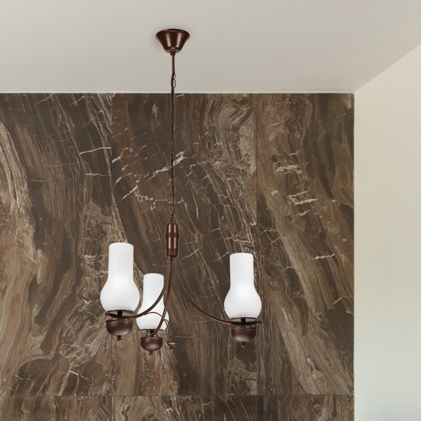 Brilagi - LED Sietynas, kabinamas ant grandinės COTTAGE 3xE14/40W/230V ąžuolas/balta