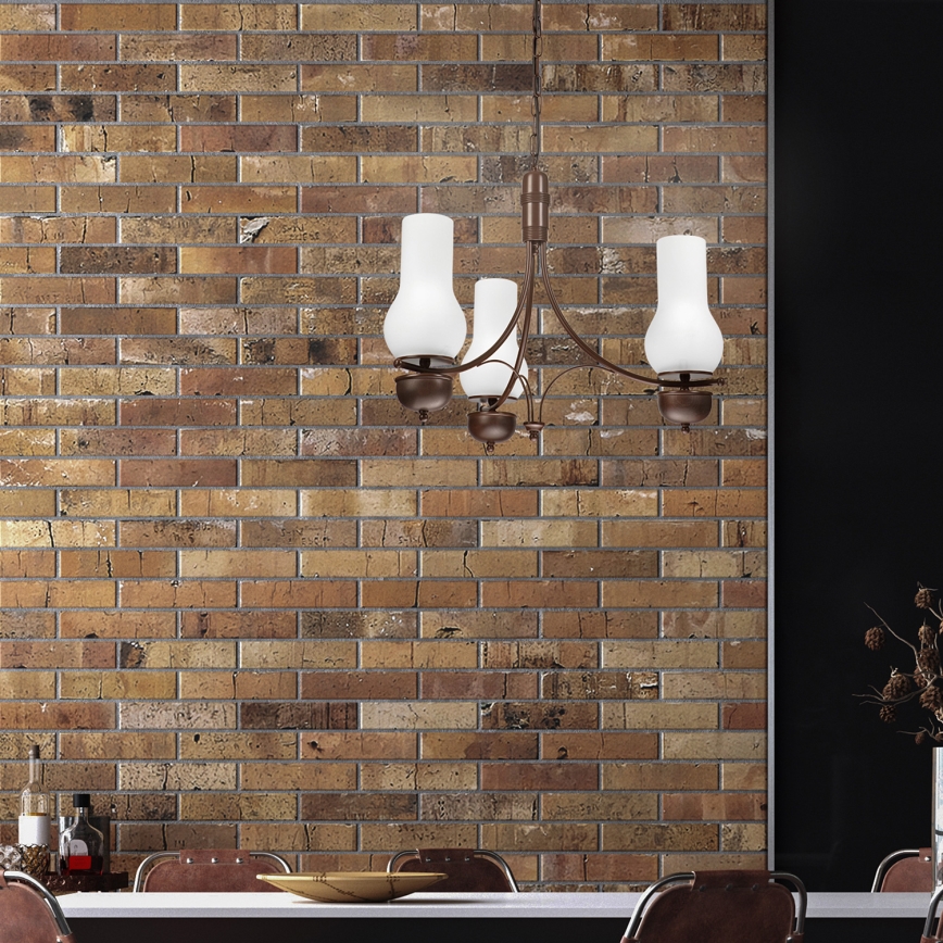 Brilagi - LED Sietynas, kabinamas ant grandinės COTTAGE 3xE14/40W/230V ąžuolas/balta