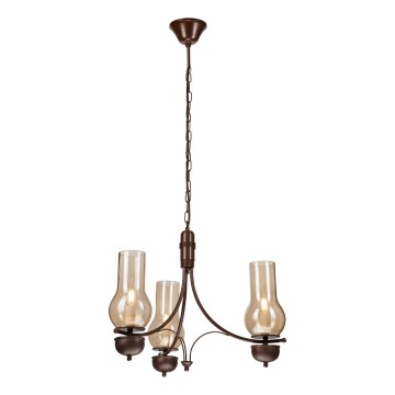 Brilagi - LED Sietynas, kabinamas ant grandinės COTTAGE 3xE14/40W/230V ąžuolas/ruda