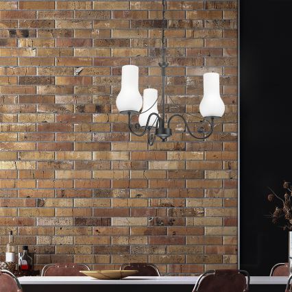 Brilagi - LED Sietynas, kabinamas ant grandinės COTTAGE 3xE14/40W/230V juoda/balta