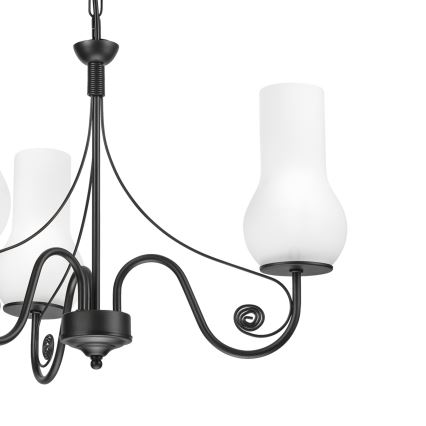 Brilagi - LED Sietynas, kabinamas ant grandinės COTTAGE 3xE14/40W/230V juoda/balta