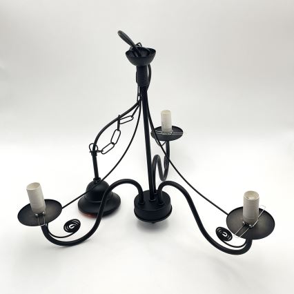 Brilagi - LED Sietynas, kabinamas ant grandinės COTTAGE 3xE14/40W/230V juoda/balta