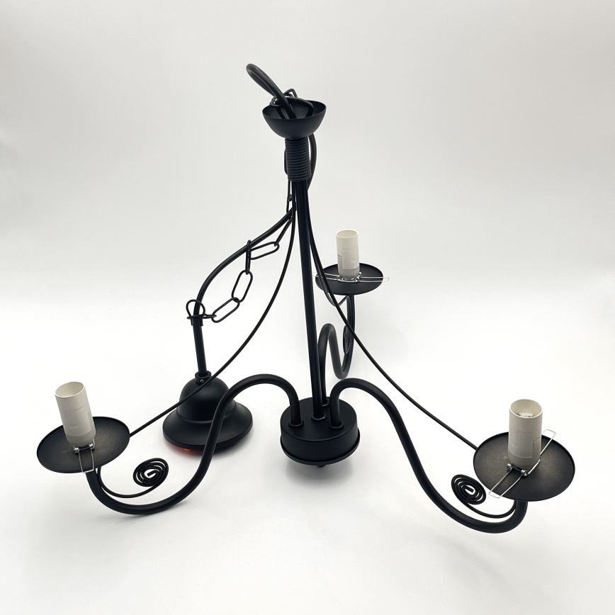 Brilagi - LED Sietynas, kabinamas ant grandinės COTTAGE 3xE14/40W/230V juoda/balta