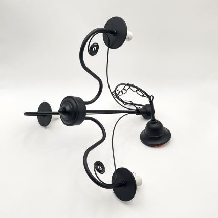 Brilagi - LED Sietynas, kabinamas ant grandinės COTTAGE 3xE14/40W/230V juoda/balta