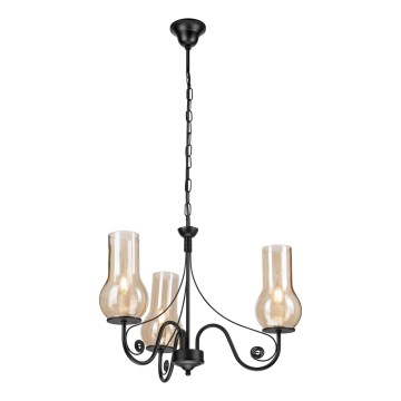 Brilagi - LED Sietynas, kabinamas ant grandinės COTTAGE 3xE14/40W/230V juoda/ruda