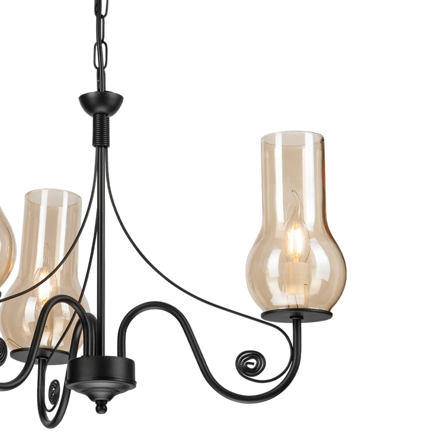 Brilagi - LED Sietynas, kabinamas ant grandinės COTTAGE 3xE14/40W/230V juoda/ruda