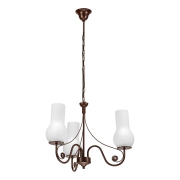Brilagi - LED Sietynas, kabinamas ant grandinės COTTAGE 3xE14/40W/230V ruda/balta