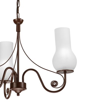 Brilagi - LED Sietynas, kabinamas ant grandinės COTTAGE 3xE14/40W/230V ruda/balta