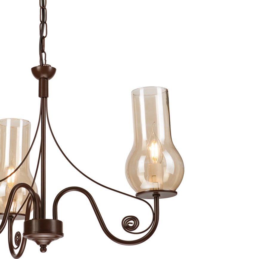 Brilagi - LED Sietynas, kabinamas ant grandinės COTTAGE 3xE14/40W/230V ruda