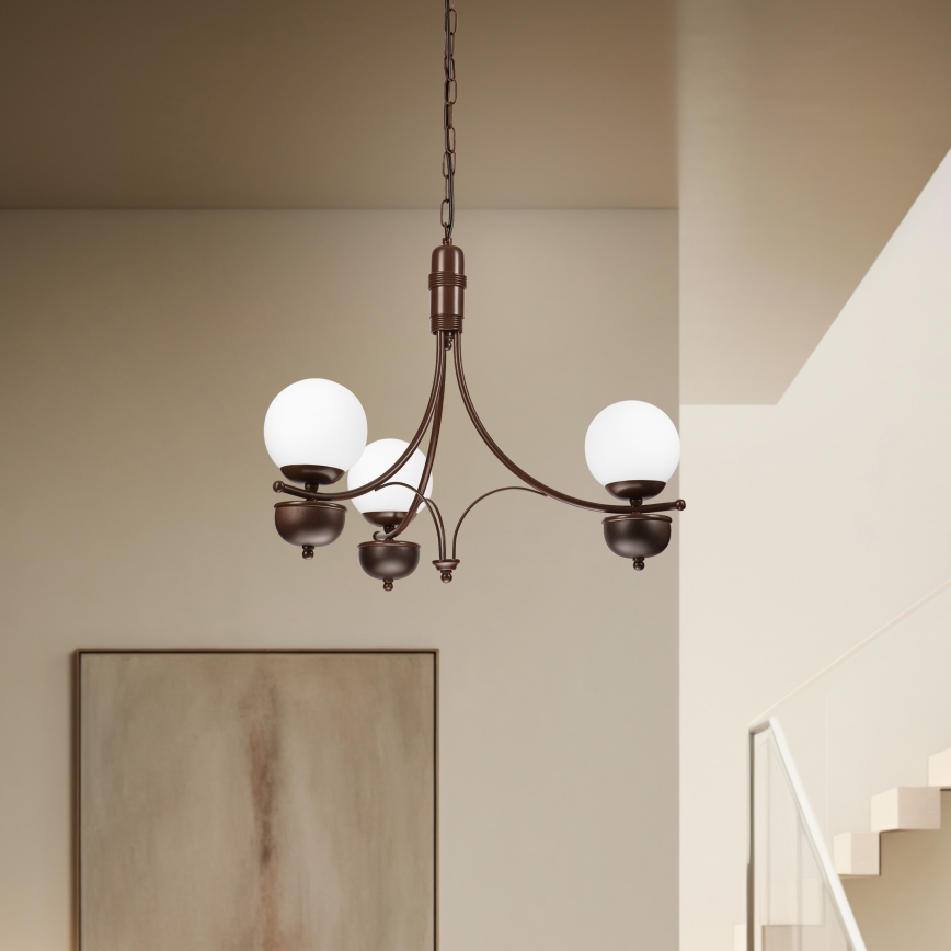 Brilagi - LED Sietynas, kabinamas ant grandinės COTTAGE 3xG9/40W/230V ąžuolas/balta