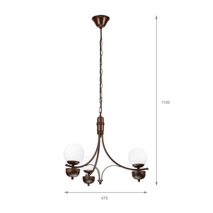 Brilagi - LED Sietynas, kabinamas ant grandinės COTTAGE 3xG9/40W/230V ąžuolas/balta