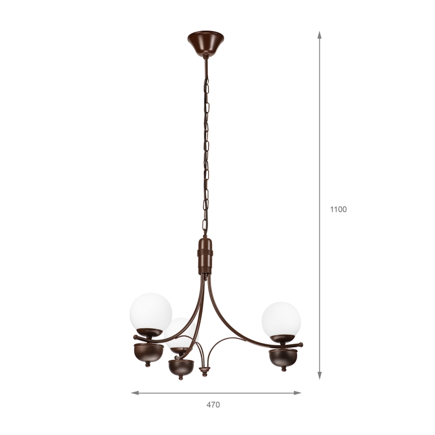Brilagi - LED Sietynas, kabinamas ant grandinės COTTAGE 3xG9/40W/230V ąžuolas/balta