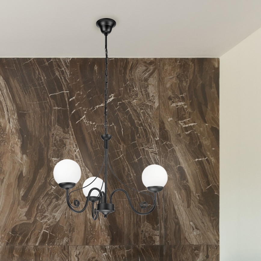 Brilagi - LED Sietynas, kabinamas ant grandinės COTTAGE 3xG9/40W/230V juoda/balta