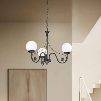 Brilagi - LED Sietynas, kabinamas ant grandinės COTTAGE 3xG9/40W/230V juoda/balta