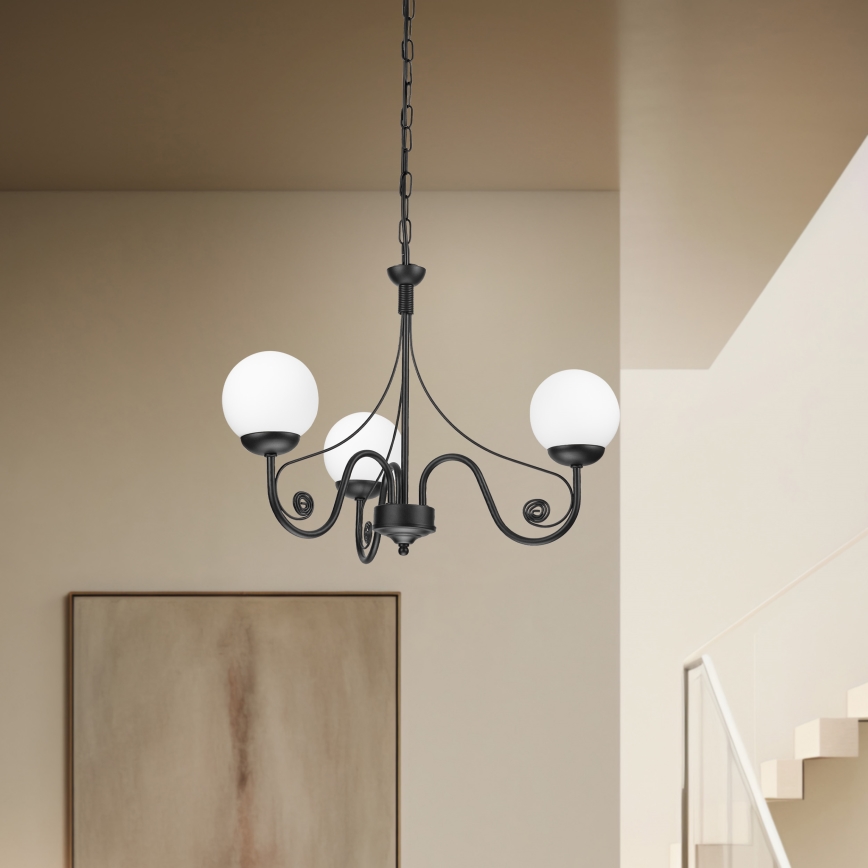Brilagi - LED Sietynas, kabinamas ant grandinės COTTAGE 3xG9/40W/230V juoda/balta