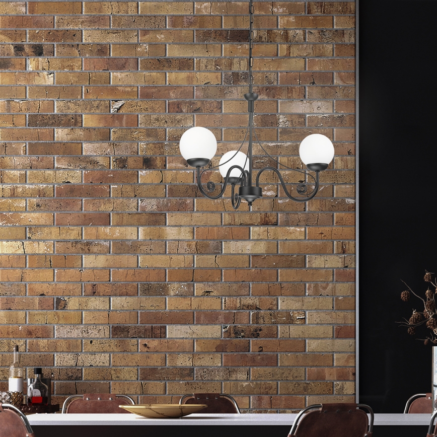 Brilagi - LED Sietynas, kabinamas ant grandinės COTTAGE 3xG9/40W/230V juoda/balta
