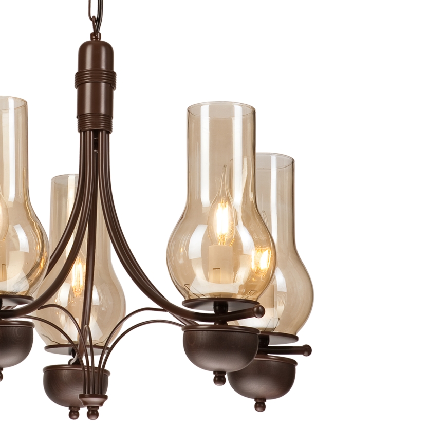 Brilagi - LED Sietynas, kabinamas ant grandinės COTTAGE 5xE14/40W/230V ąžuolas/ruda