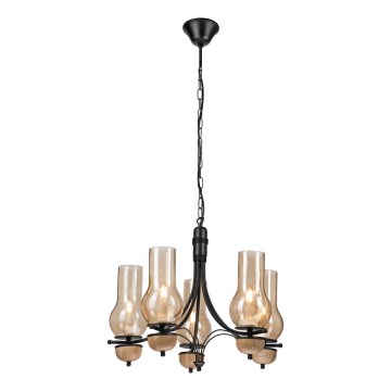 Brilagi - LED Sietynas, kabinamas ant grandinės COTTAGE 5xE14/40W/230V bukas/ruda