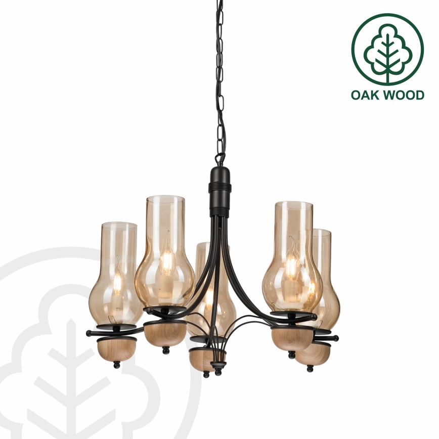 Brilagi - LED Sietynas, kabinamas ant grandinės COTTAGE 5xE14/40W/230V bukas/ruda