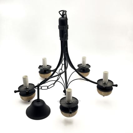 Brilagi - LED Sietynas, kabinamas ant grandinės COTTAGE 5xE14/40W/230V bukas/ruda