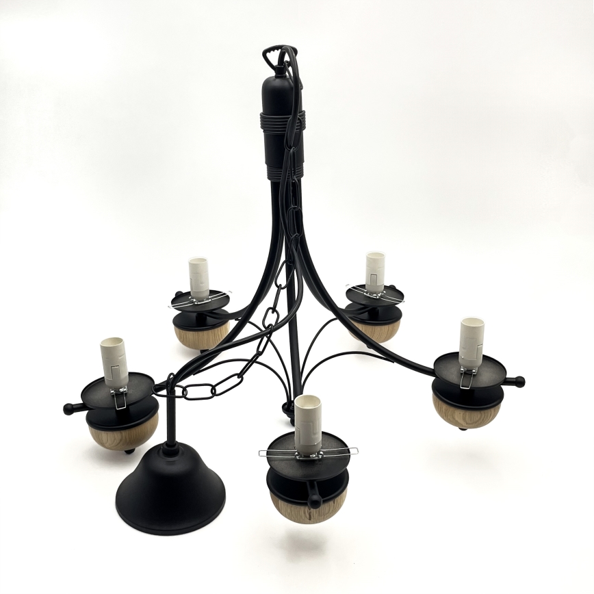 Brilagi - LED Sietynas, kabinamas ant grandinės COTTAGE 5xE14/40W/230V bukas/ruda