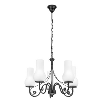 Brilagi - LED Sietynas, kabinamas ant grandinės COTTAGE 5xE14/40W/230V juoda/balta