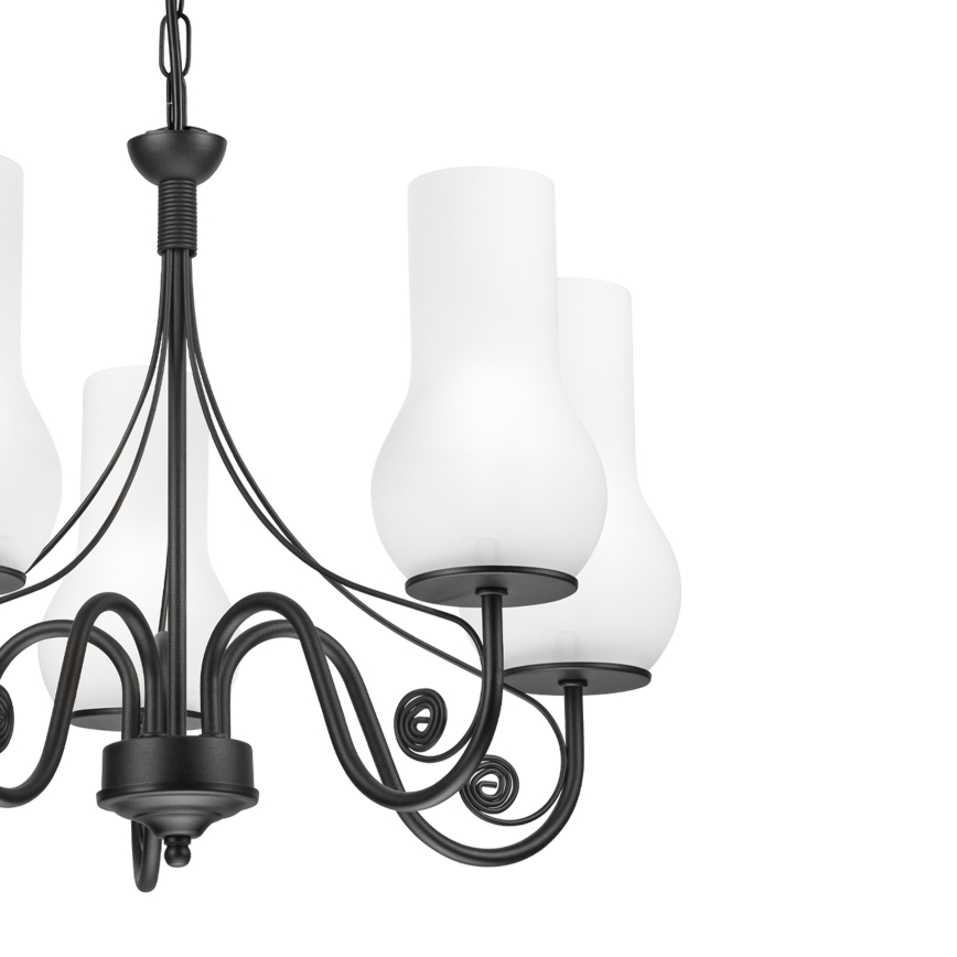 Brilagi - LED Sietynas, kabinamas ant grandinės COTTAGE 5xE14/40W/230V juoda/balta