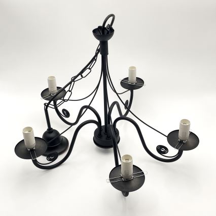 Brilagi - LED Sietynas, kabinamas ant grandinės COTTAGE 5xE14/40W/230V juoda/balta