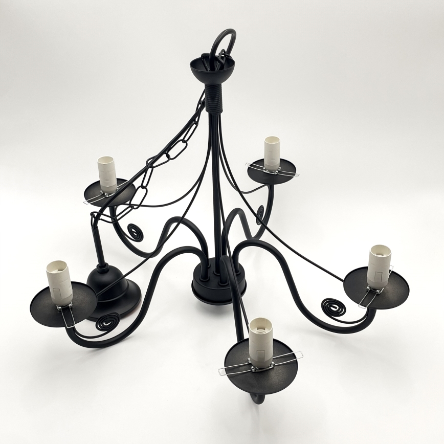 Brilagi - LED Sietynas, kabinamas ant grandinės COTTAGE 5xE14/40W/230V juoda/balta