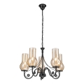 Brilagi - LED Sietynas, kabinamas ant grandinės COTTAGE 5xE14/40W/230V juoda/ruda