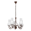 Brilagi - LED Sietynas, kabinamas ant grandinės COTTAGE 5xE14/40W/230V ruda/balta