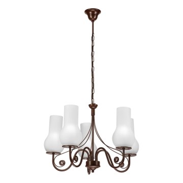 Brilagi - LED Sietynas, kabinamas ant grandinės COTTAGE 5xE14/40W/230V ruda/balta