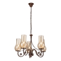 Brilagi - LED Sietynas, kabinamas ant grandinės COTTAGE 5xE14/40W/230V ruda