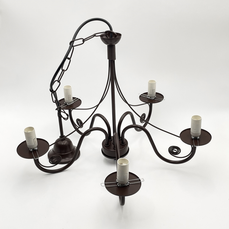 Brilagi - LED Sietynas, kabinamas ant grandinės COTTAGE 5xE14/40W/230V ruda